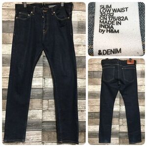 H&M Low Waist Slim Jeans Men’s 32x32 Dark Wash Blue Button Fly Denim Stretch